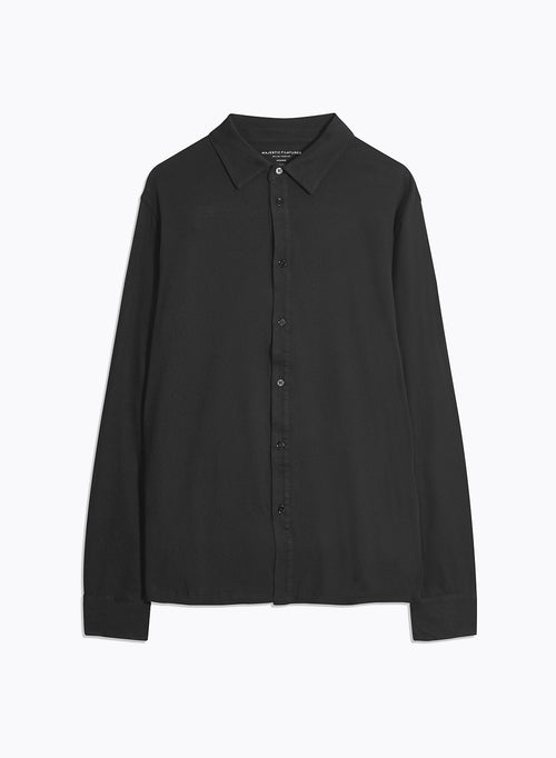 Long Sleeve Black Shirt in Deluxe Cotton - MAJESTIC FILATURES