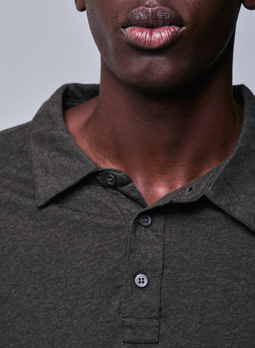 Green Polo Shirt Long Sleeve Polo Shirt in Organic Cotton - MAJESTIC FILATURES