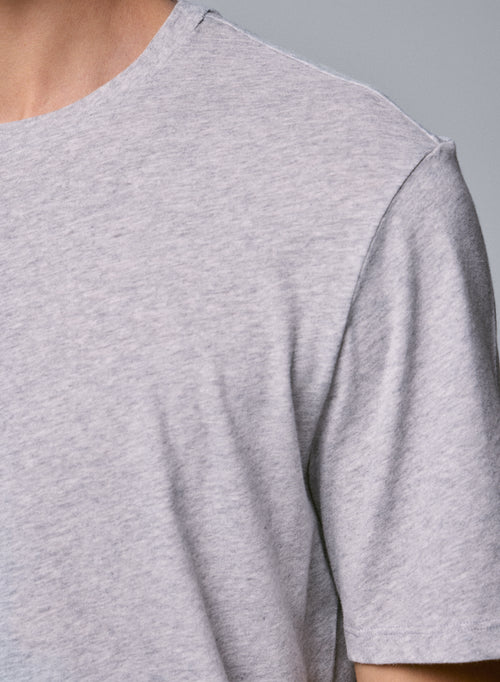 Julien Light Grey T-shirt Round Neck Short Sleeves in Deluxe Cotton - MAJESTIC FILATURES