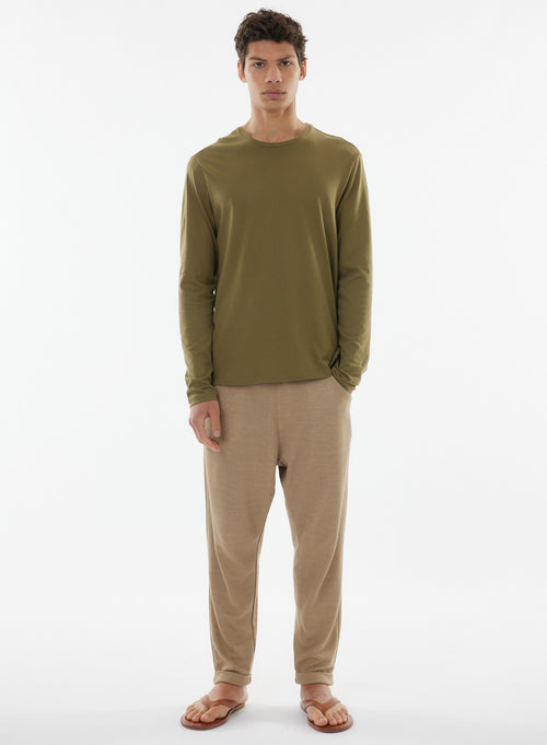 Savane James Langarm-T-Shirt mit Rundhalsausschnitt aus Deluxe-Baumwolle - MAJESTIC FILATURES