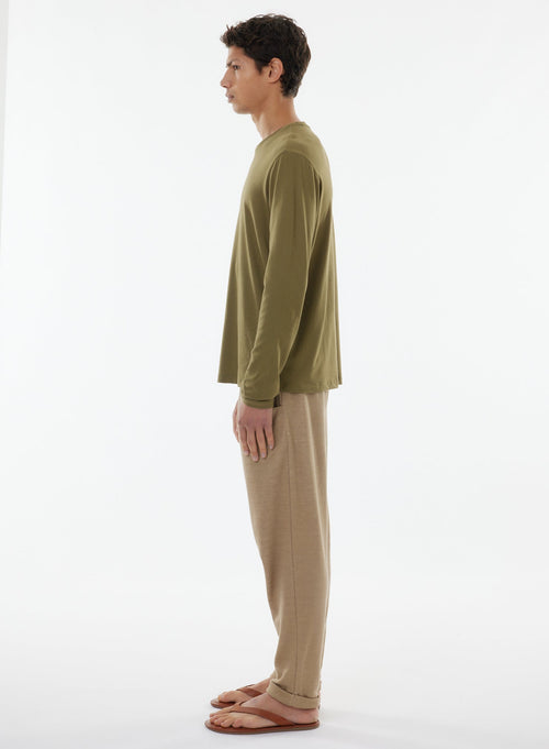 Savane James Langarm-T-Shirt mit Rundhalsausschnitt aus Deluxe-Baumwolle - MAJESTIC FILATURES