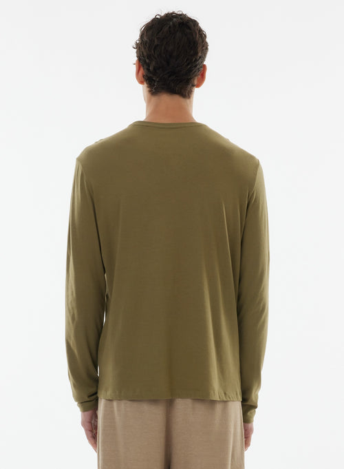 Savane James Langarm-T-Shirt mit Rundhalsausschnitt aus Deluxe-Baumwolle - MAJESTIC FILATURES