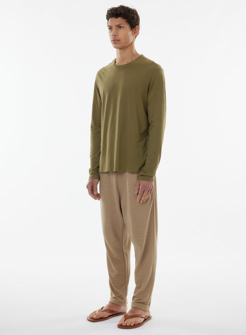 Savane James Langarm-T-Shirt mit Rundhalsausschnitt aus Deluxe-Baumwolle - MAJESTIC FILATURES