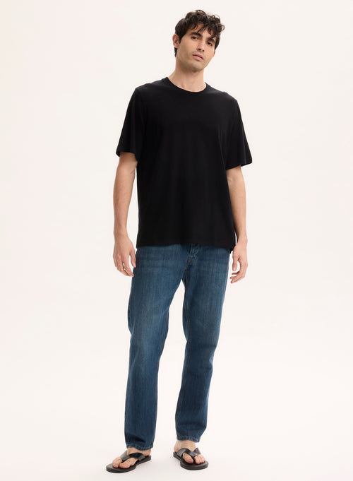 Black T-shirt Round Neck Short Sleeve Organic Cotton - MAJESTIC FILATURES