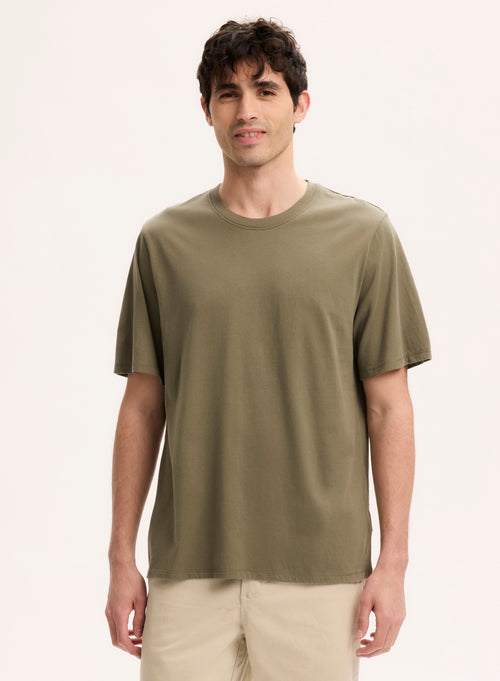 Green T-shirt Round Neck Short Sleeve Organic Cotton - MAJESTIC FILATURES