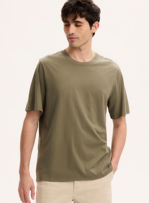 Green T-shirt Round Neck Short Sleeve Organic Cotton - MAJESTIC FILATURES