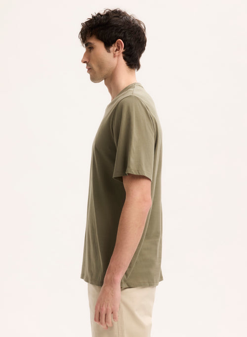 Green T-shirt Round Neck Short Sleeve Organic Cotton - MAJESTIC FILATURES