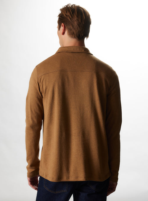 Polo Camel Manches Longues en Coton et Cachemire - MAJESTIC FILATURES
