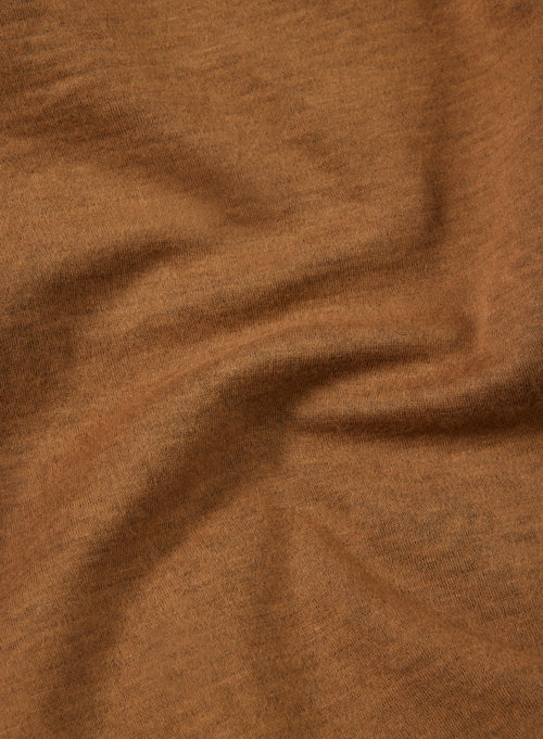 Polo Camel Manches Longues en Coton et Cachemire - MAJESTIC FILATURES