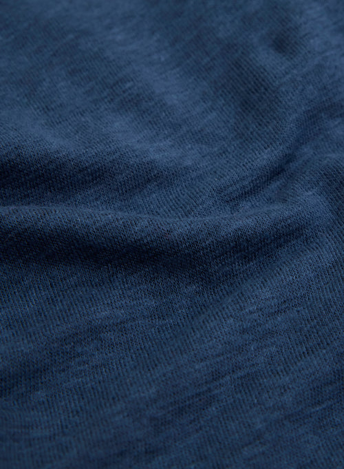Chemise Bleue Col Chemise Manches Trois quarts en Lin / Elasthanne - MAJESTIC FILATURES
