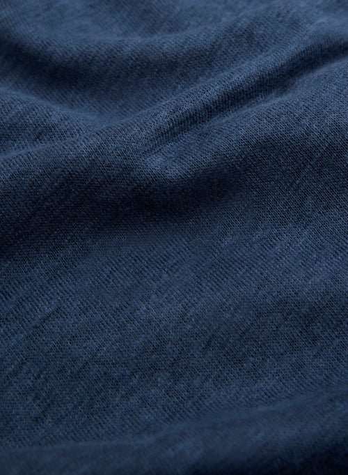 Blaue Strickjacke mit V-Ausschnitt und langen Ärmeln aus Leinen / Elasthan - MAJESTIC FILATURES