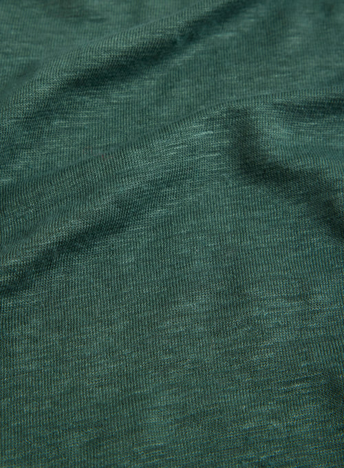 Cárdigan verde con cuello profundo y manga larga en lino / elastano - MAJESTIC FILATURES