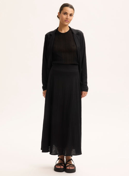 Black Linen Skirt - MAJESTIC FILATURES