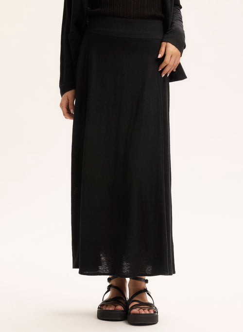 Black Linen Skirt - MAJESTIC FILATURES