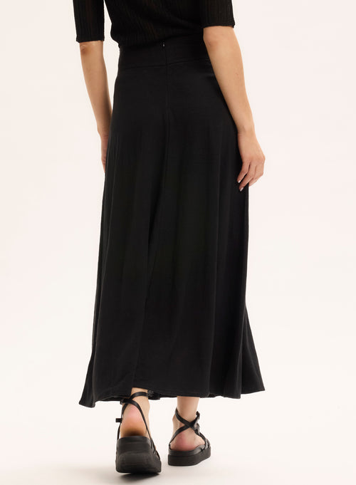 Black Linen Skirt - MAJESTIC FILATURES