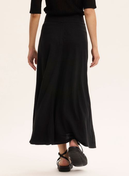Black Linen Skirt - MAJESTIC FILATURES