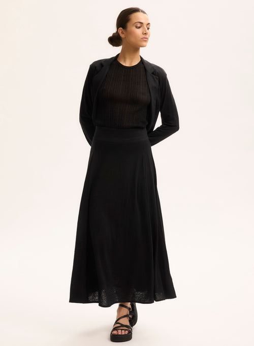Black Linen Skirt - MAJESTIC FILATURES