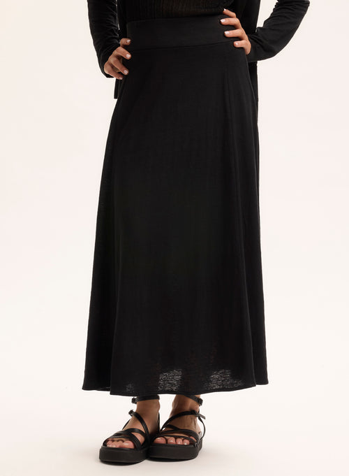 Black Linen Skirt - MAJESTIC FILATURES