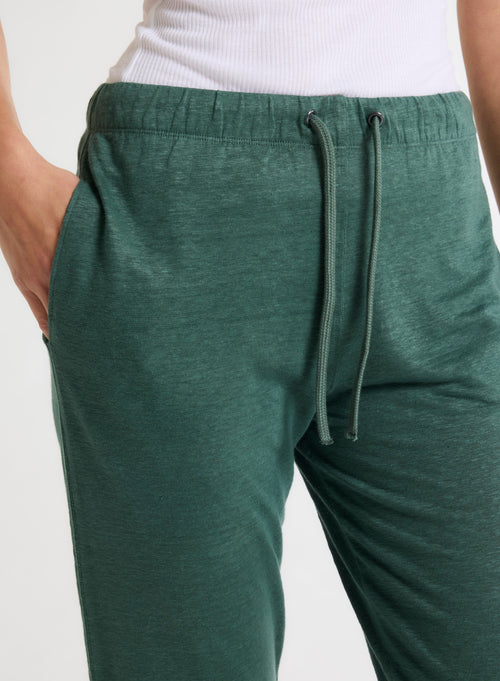Grüne Hose aus Leinen / Elasthan - MAJESTIC FILATURES