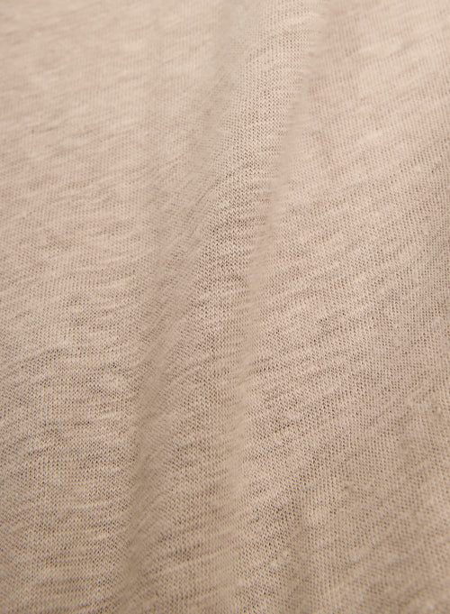 Vestido beige de lino / elastano sin mangas con escote en V - MAJESTIC FILATURES