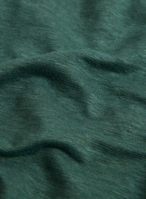 Grünes ärmelloses Rundhalskleid aus Leinen / Elasthan - MAJESTIC FILATURES