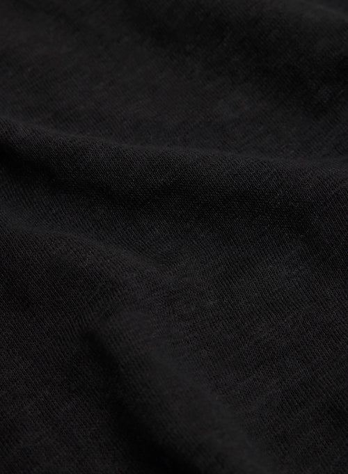 Black 3/4 Sleeve Boat Neck Linen/Elastane T-shirt - MAJESTIC FILATURES