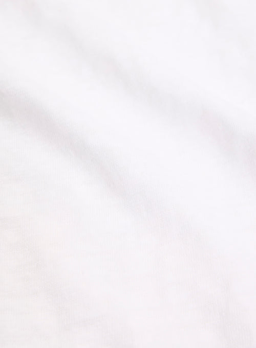 Weißes T-Shirt mit V-Ausschnitt und kurzen Ärmeln aus Leinen / Elastan - MAJESTIC FILATURES