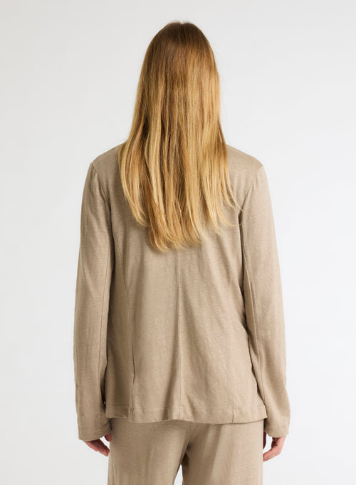 Beige Long Sleeve Linen Jacket - MAJESTIC FILATURES