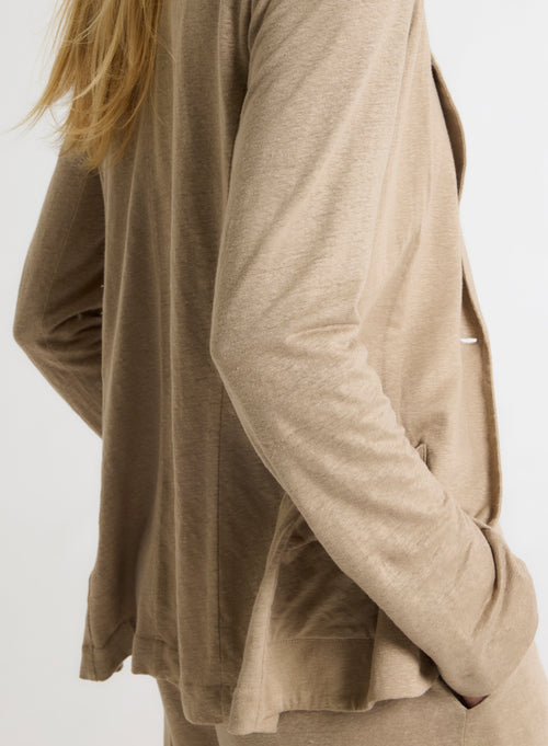 Beige Long Sleeve Linen Jacket - MAJESTIC FILATURES