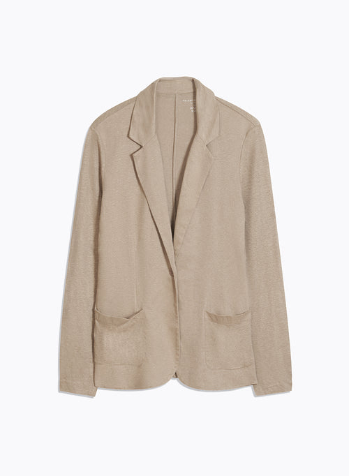 Beige Long Sleeve Linen Jacket - MAJESTIC FILATURES