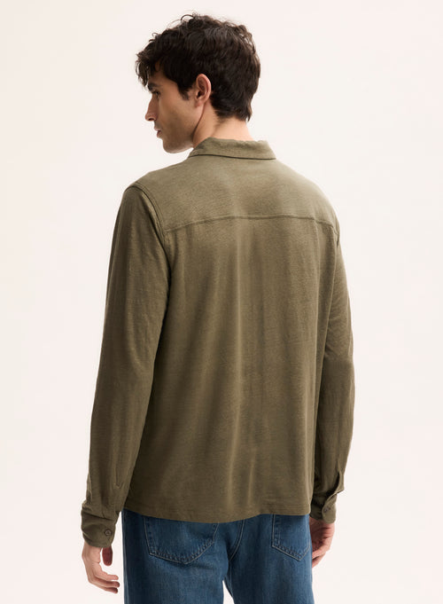 Green Long Sleeve Linen Shirt - MAJESTIC FILATURES