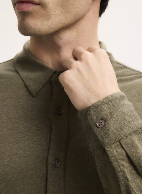 Green Long Sleeve Linen Shirt - MAJESTIC FILATURES