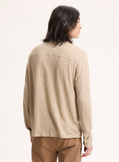 Beige Long Sleeve Linen Shirt - MAJESTIC FILATURES