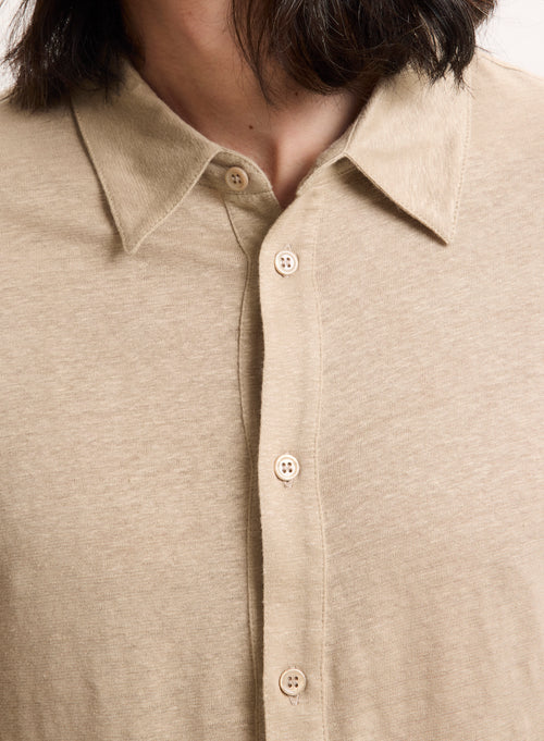 Beige Long Sleeve Linen Shirt - MAJESTIC FILATURES