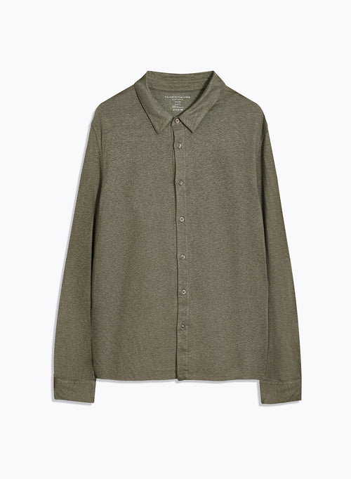 Green Long Sleeve Linen Shirt - MAJESTIC FILATURES
