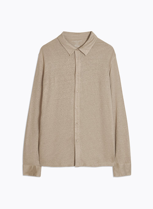 Beige Long Sleeve Linen Shirt - MAJESTIC FILATURES