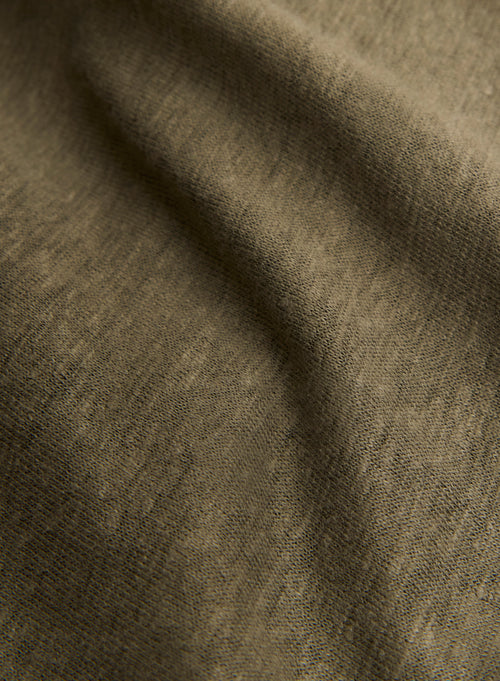 Grünes Poloshirt Kurzarm Polokragen aus Leinen / Elasthan - MAJESTIC FILATURES
