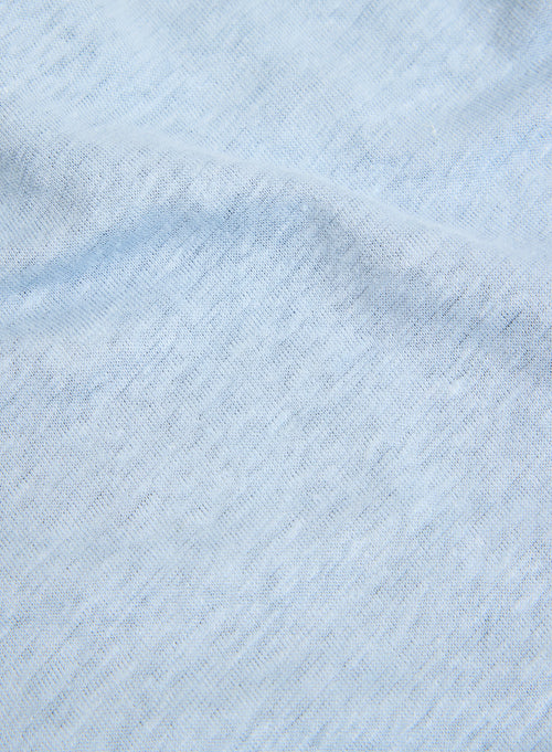 Tee shirt Bleu Col Rond Manches Courtes en Lin / Elasthanne - MAJESTIC FILATURES