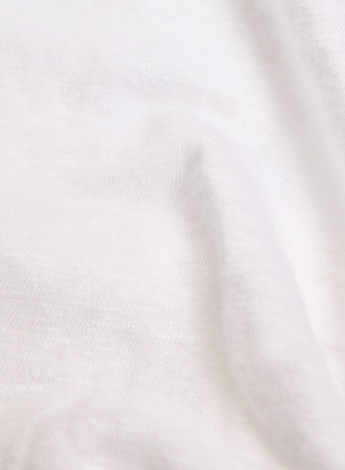 Camiseta blanca de manga larga con cuello redondo en lino / elastano - MAJESTIC FILATURES