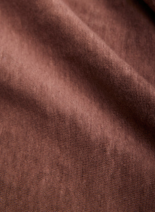 Braunes Langarm-T-Shirt mit Rundhalsausschnitt aus Leinen / Elasthan - MAJESTIC FILATURES