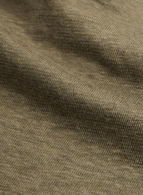 Green Long Sleeve Round Neck Linen / Elastane T-Shirt - MAJESTIC FILATURES