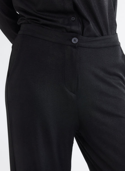 Pantalon Noir Droit Pailletté en Viscose et Élasthanne - MAJESTIC FILATURES