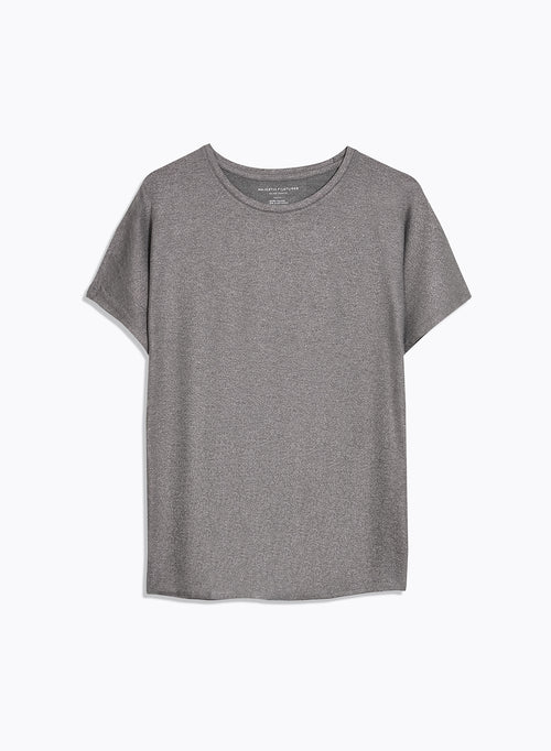 Graues Kurzarm-T-Shirt aus Viskose / Elasthan mit Rundhalsausschnitt - MAJESTIC FILATURES