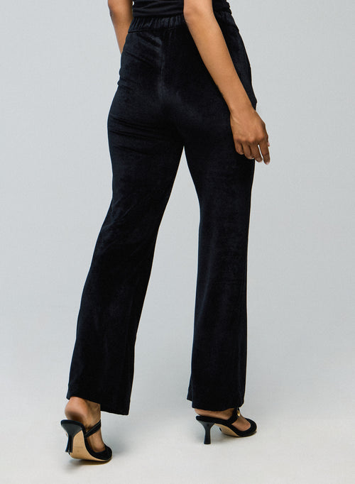 Black Straight Velvet Pants - MAJESTIC FILATURES