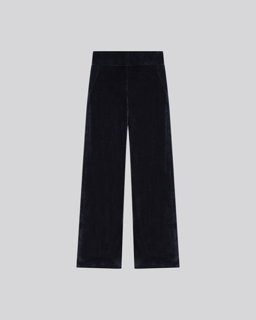 Navy Velvet Trousers - MAJESTIC FILATURES