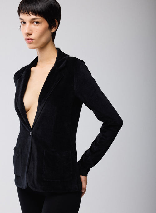 Veste Noir Manches Longues en Coton Organique / Modal / Elasthanne - MAJESTIC FILATURES