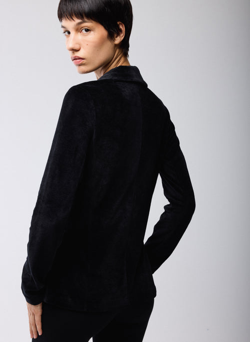 Veste Noir Manches Longues en Coton Organique / Modal / Elasthanne - MAJESTIC FILATURES