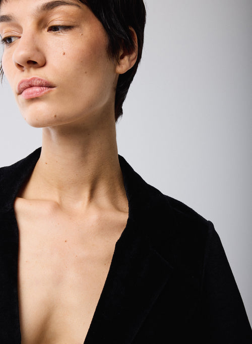 Veste Noir Manches Longues en Coton Organique / Modal / Elasthanne - MAJESTIC FILATURES