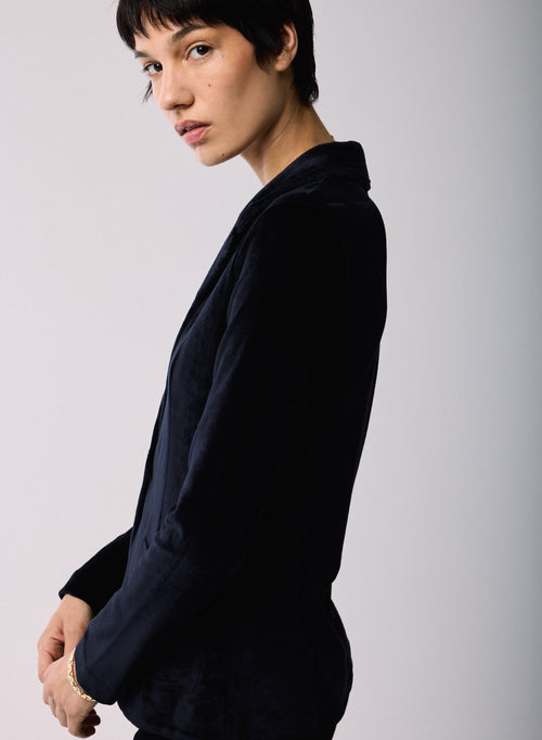 Veste Marine Manches Longues en Coton Organique / Modal / Elasthanne - MAJESTIC FILATURES