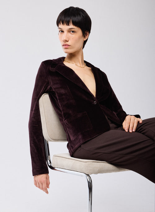 Veste Violet Manches Longues en Coton Organique / Modal / Elasthanne - MAJESTIC FILATURES